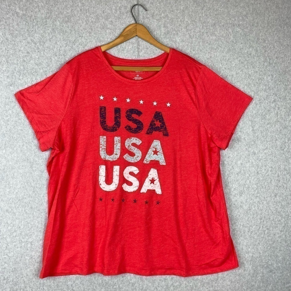 Sonoma Women's Red USA Graphic T-Shirt Sz 2X
